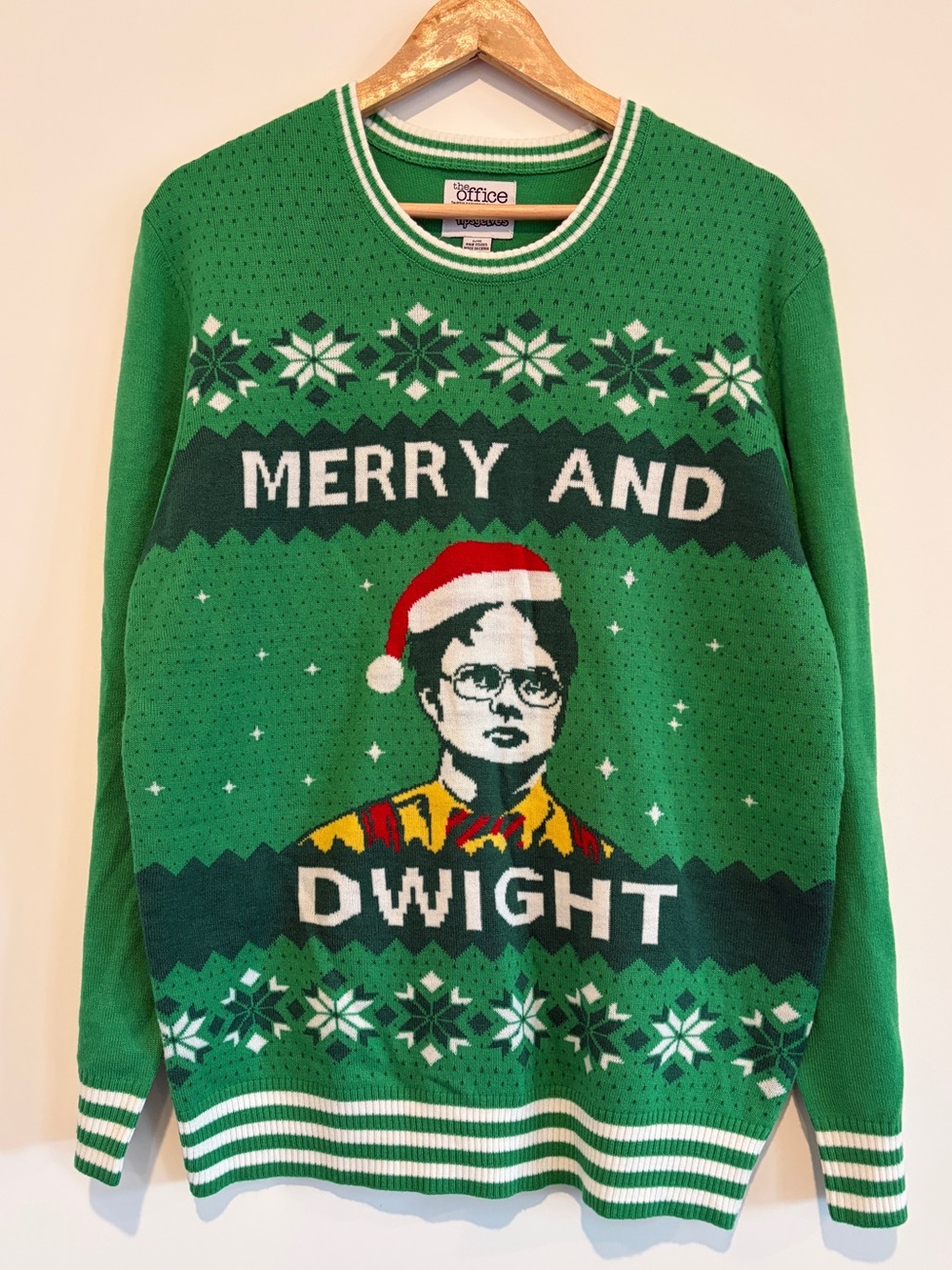 Tipsy Elves The Office Merry And Dwight Ugly Christmas Sweater Green Large